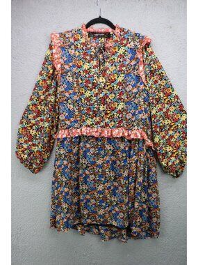 Code X Mode Long Sleeve Chiffon Mixed Print‎ Dress w/Slip-Size Large-Whimsigoth